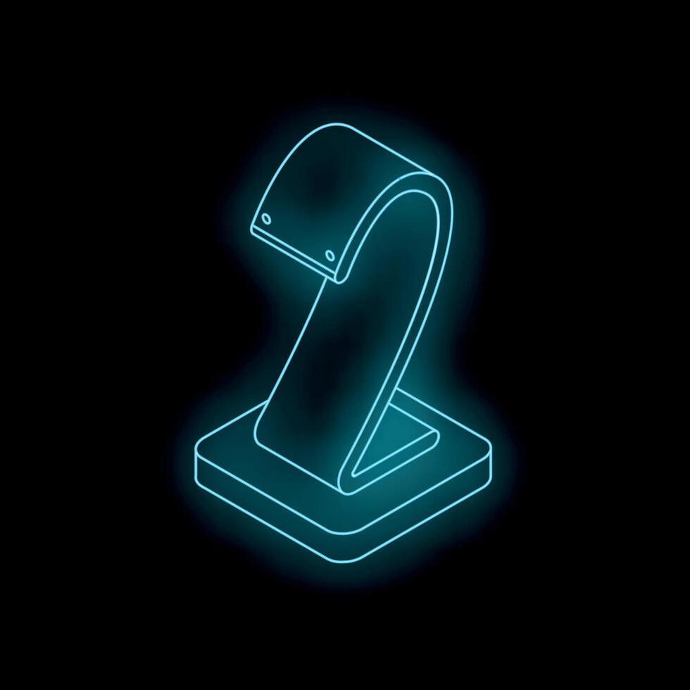Glowing neon number two on dark background representing second place vector
