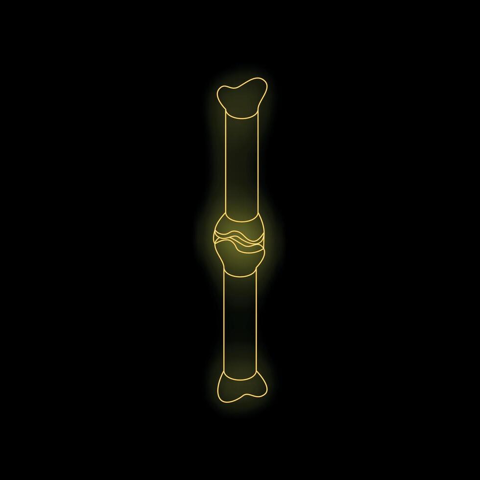 Broken bone fracture glowing on black background vector