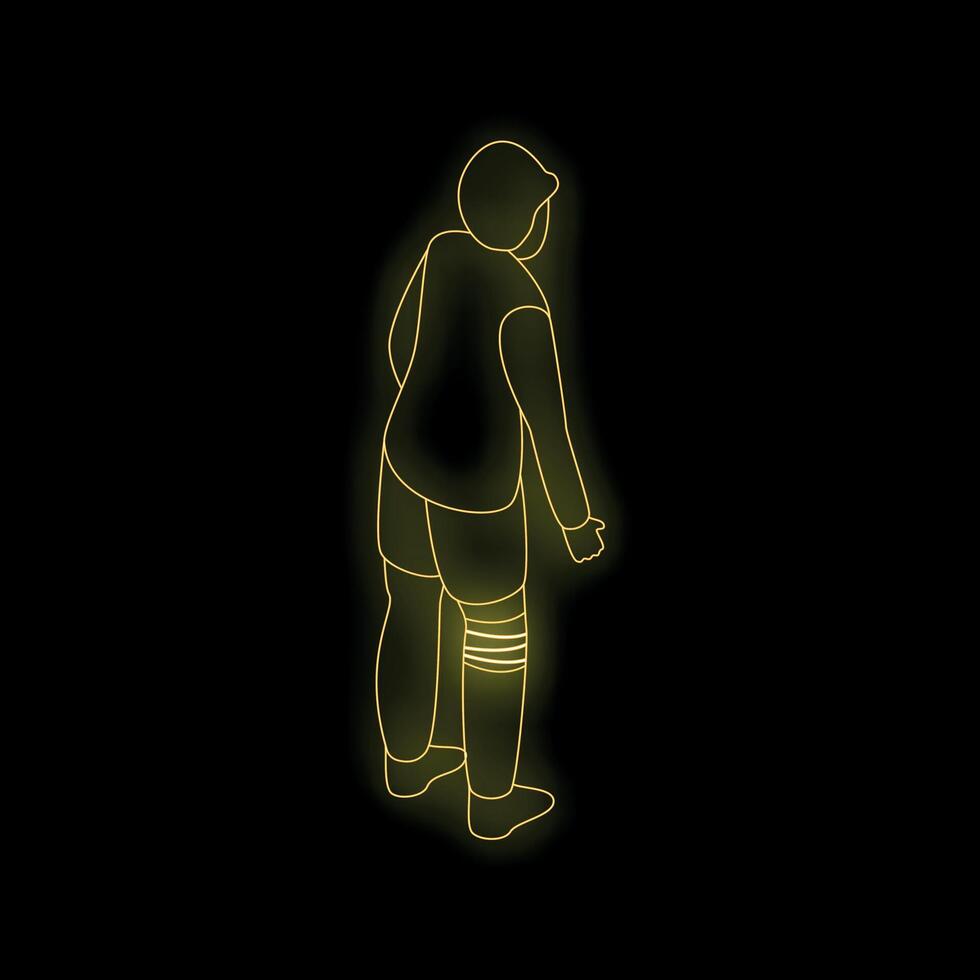 Soccer player wearing shin guards getting ready for a match during night training vector
