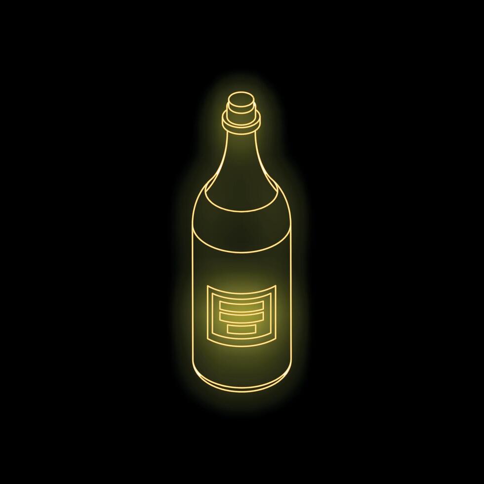 Glowing neon wine bottle on black background, celebrating special occasions with elegance vector