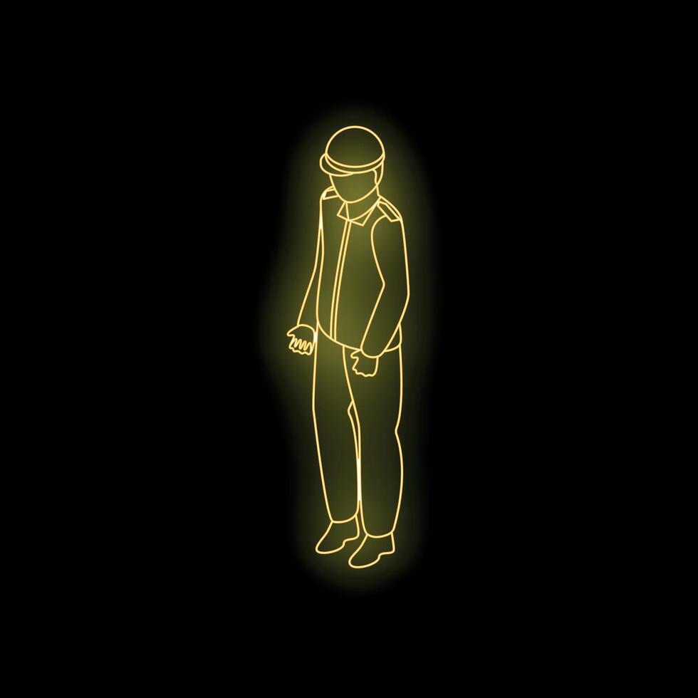 Neon yellow worker standing with hands in pockets vector
