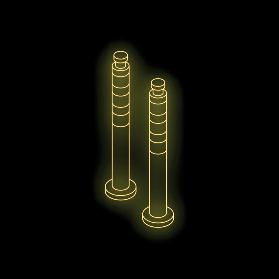 Glowing isometric traffic bollards restricting access on black background vector