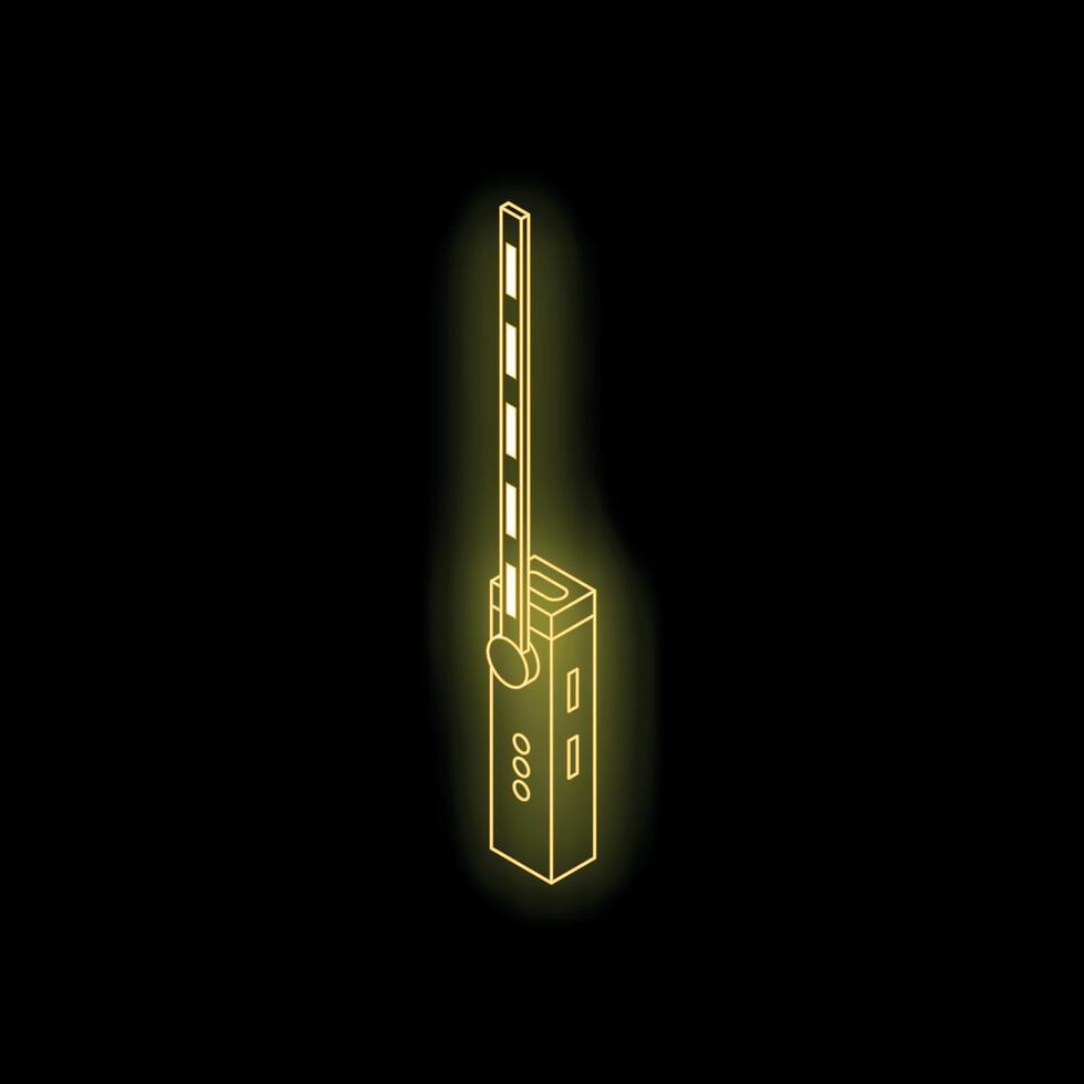 Glowing neon automatic parking barrier gate on black background vector