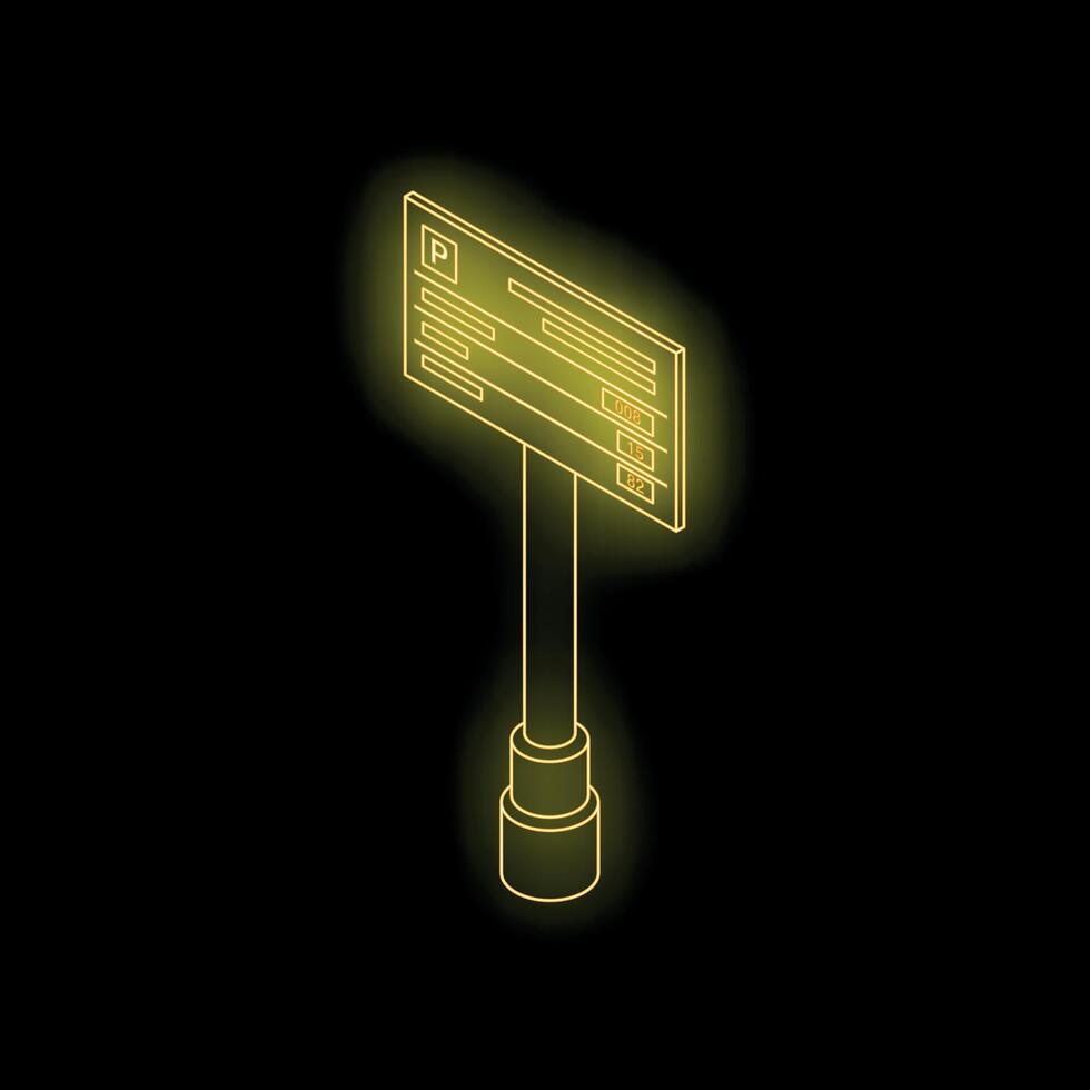 Parking availability display showing remaining spots in glowing neon style vector
