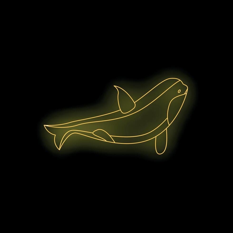 Golden killer whale swimming in the dark ocean depths vector