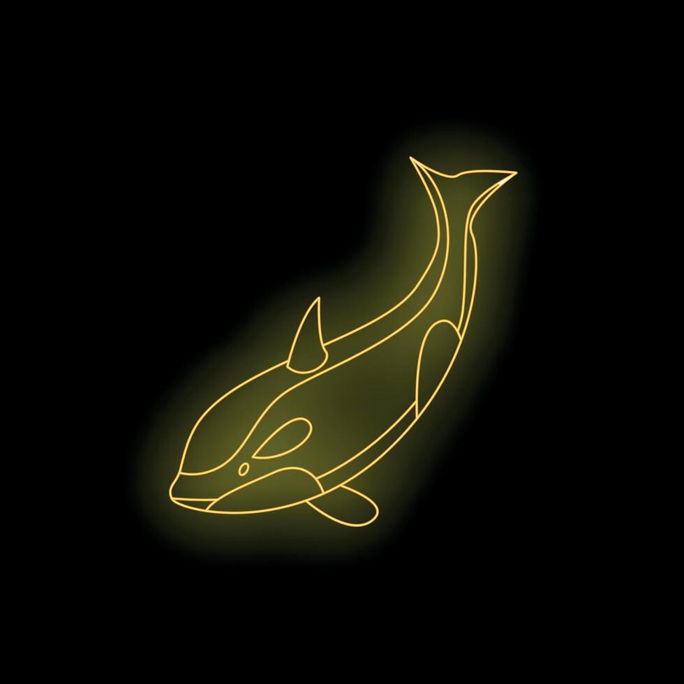 Golden killer whale swimming in the dark ocean depths vector