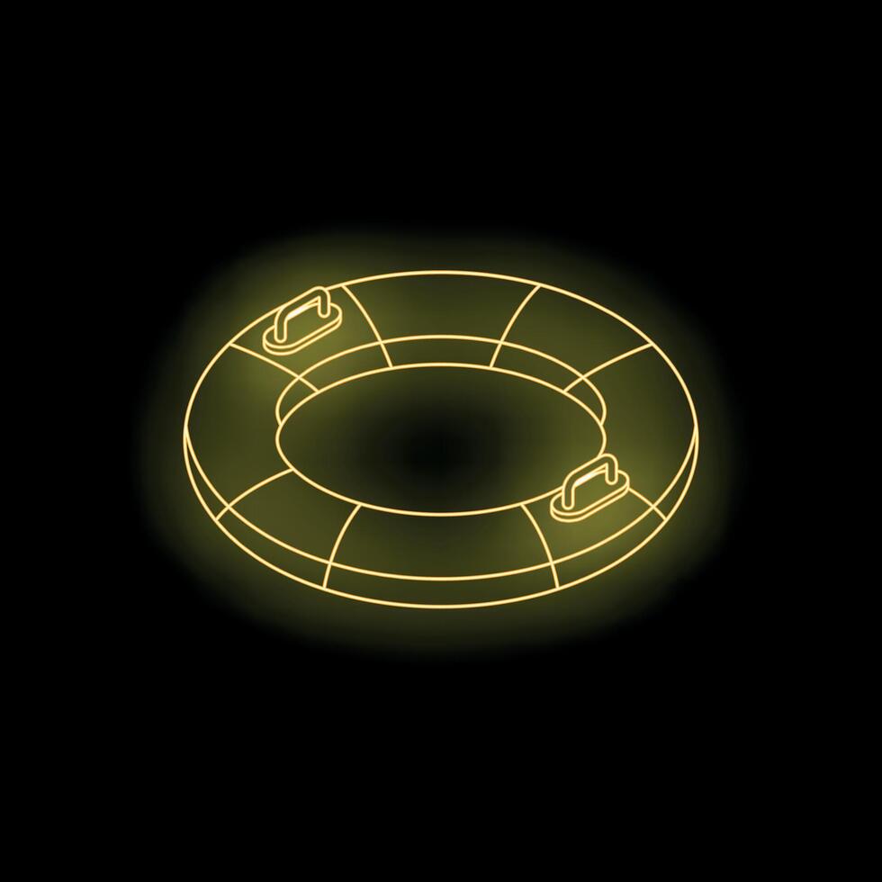 Glowing neon lifebuoy floating on dark background symbolizing hope and rescue vector