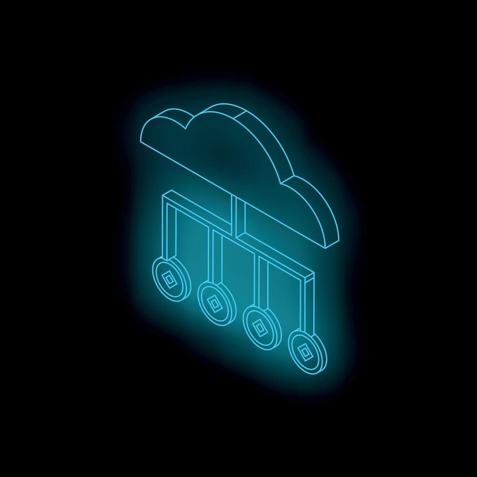 Cloud computing generating digital cash flow in isometric view vector