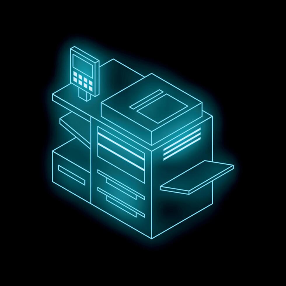 Glowing futuristic photocopier representing modern printing technology vector