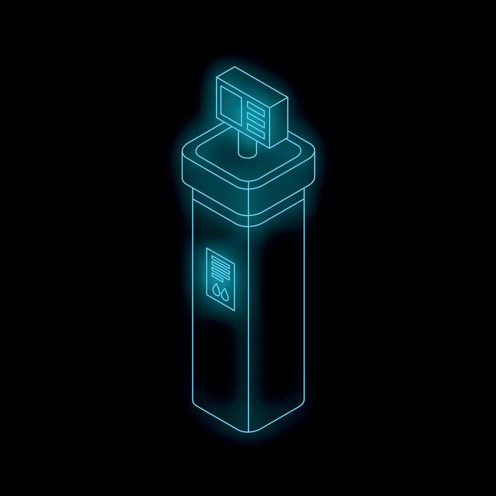 Water purification system with digital display showing filtration progress in isometric view vector