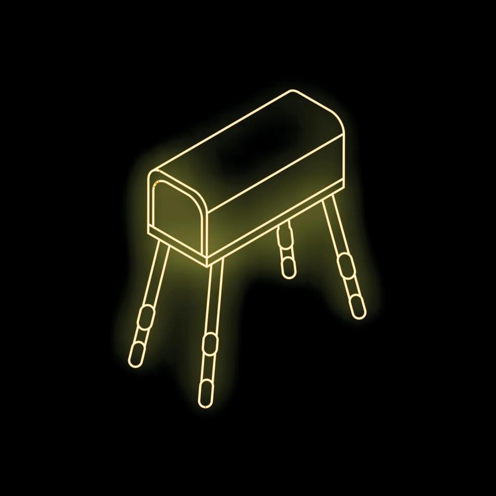Glowing neon line vault horse for gymnastics on black background vector