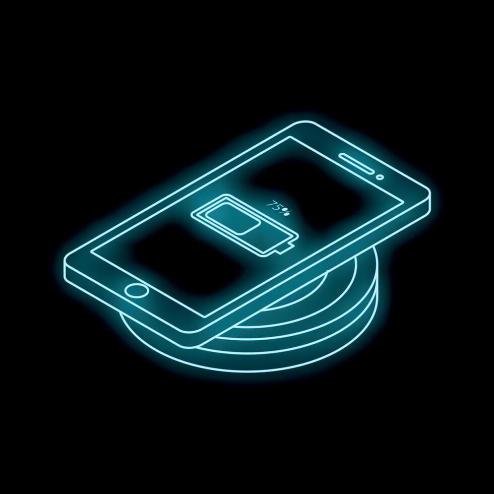 Smartphone charging with battery icon on dark background vector