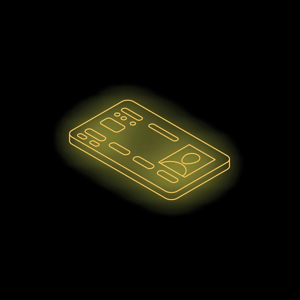 Neon id card glowing on dark background vector