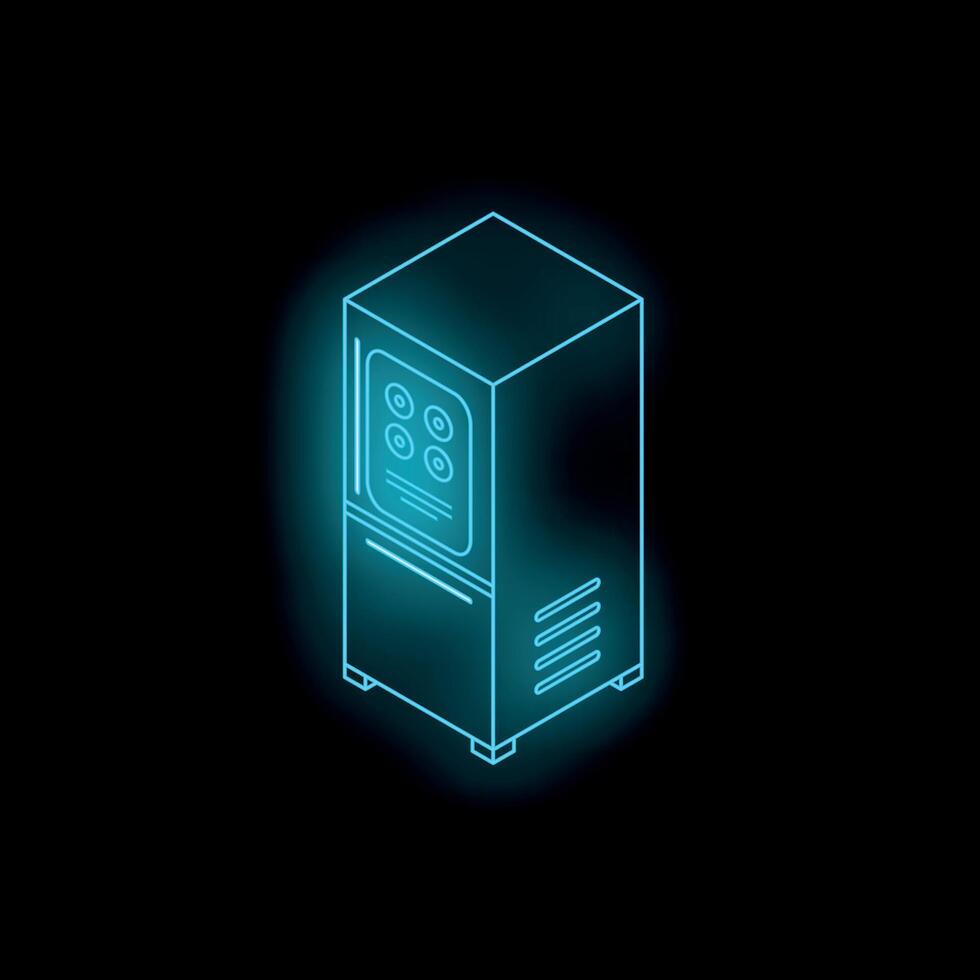Glowing neon refrigerator icon glowing on black background vector
