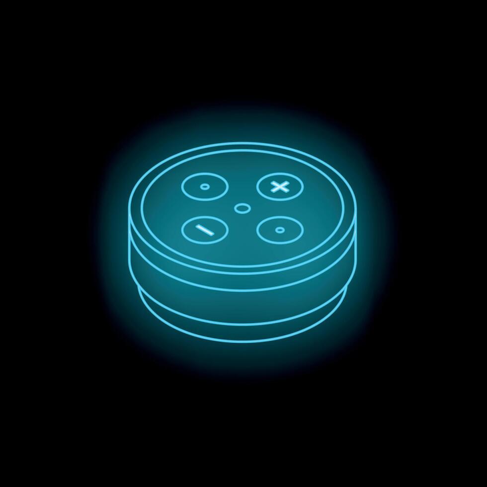 Neon smart speaker is glowing on a dark background vector