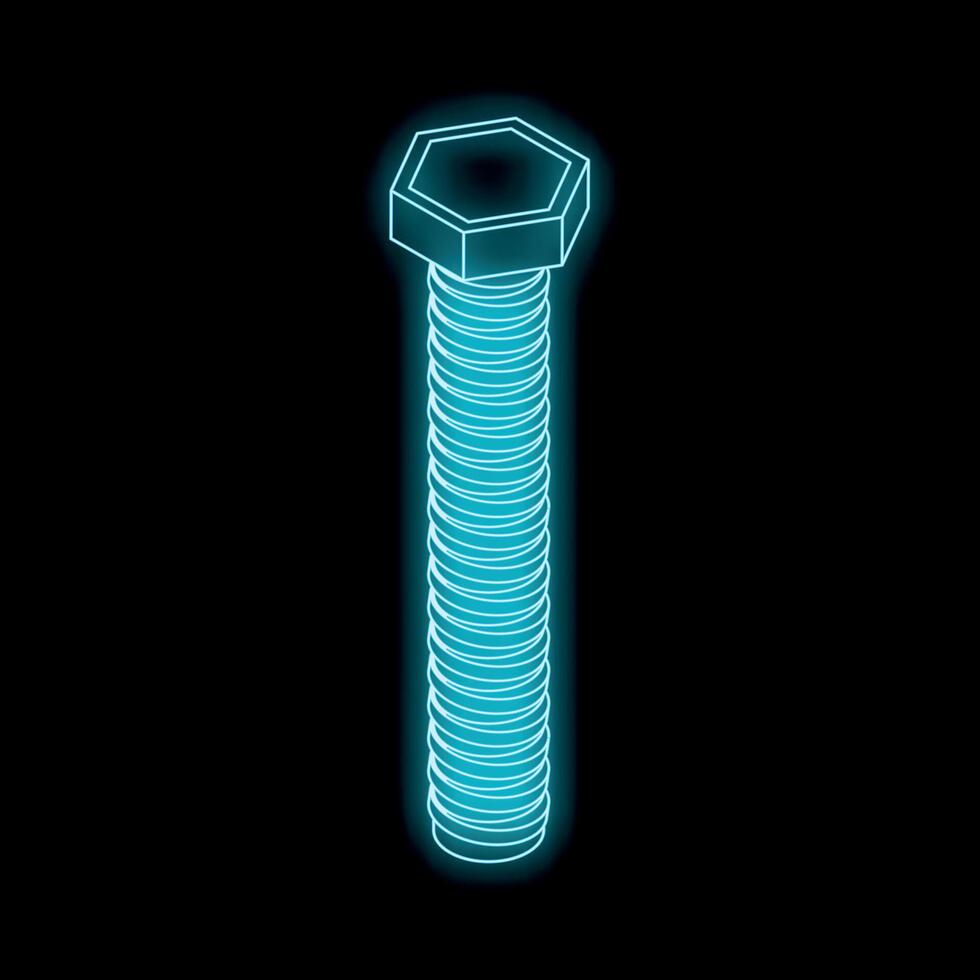 Blue glowing metal bolt on black background vector