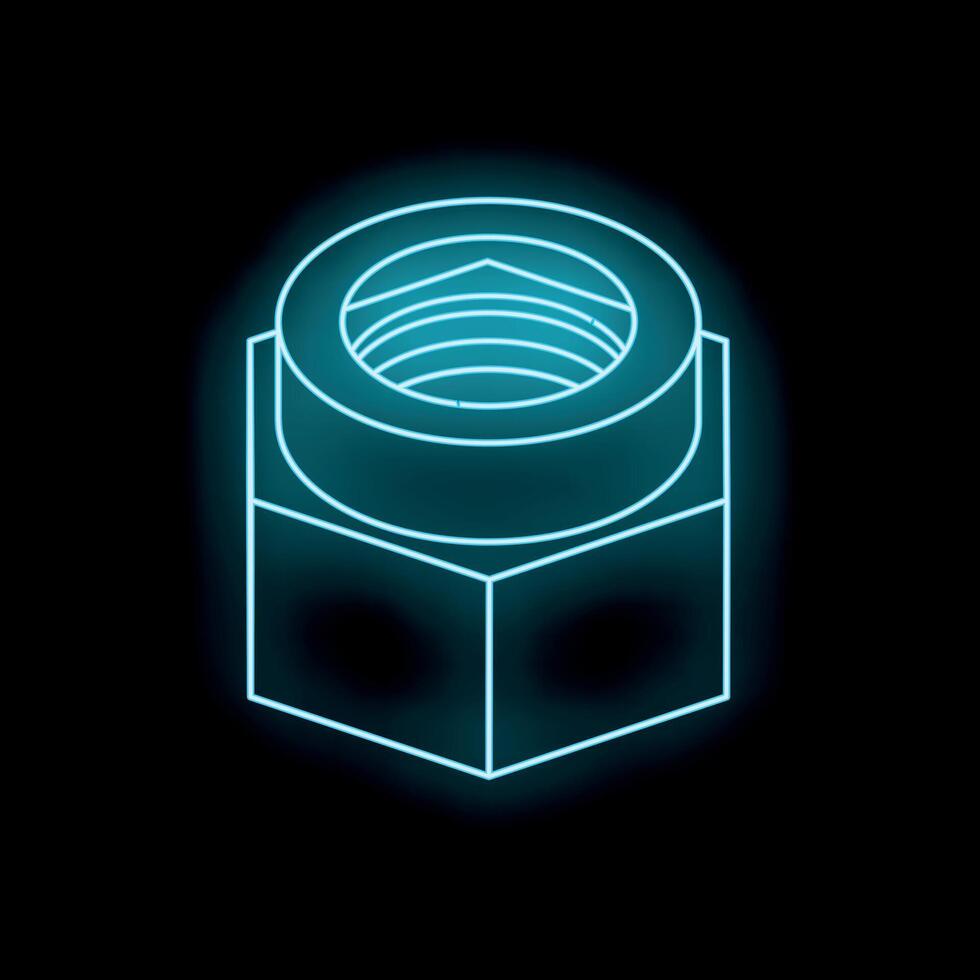 Neon nut shining in the dark background vector