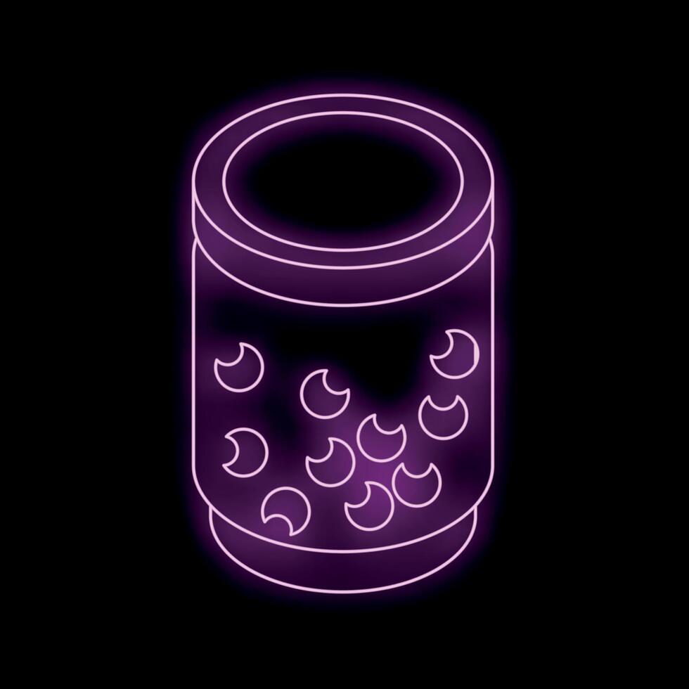 Neon purple smart speaker glowing on black background vector