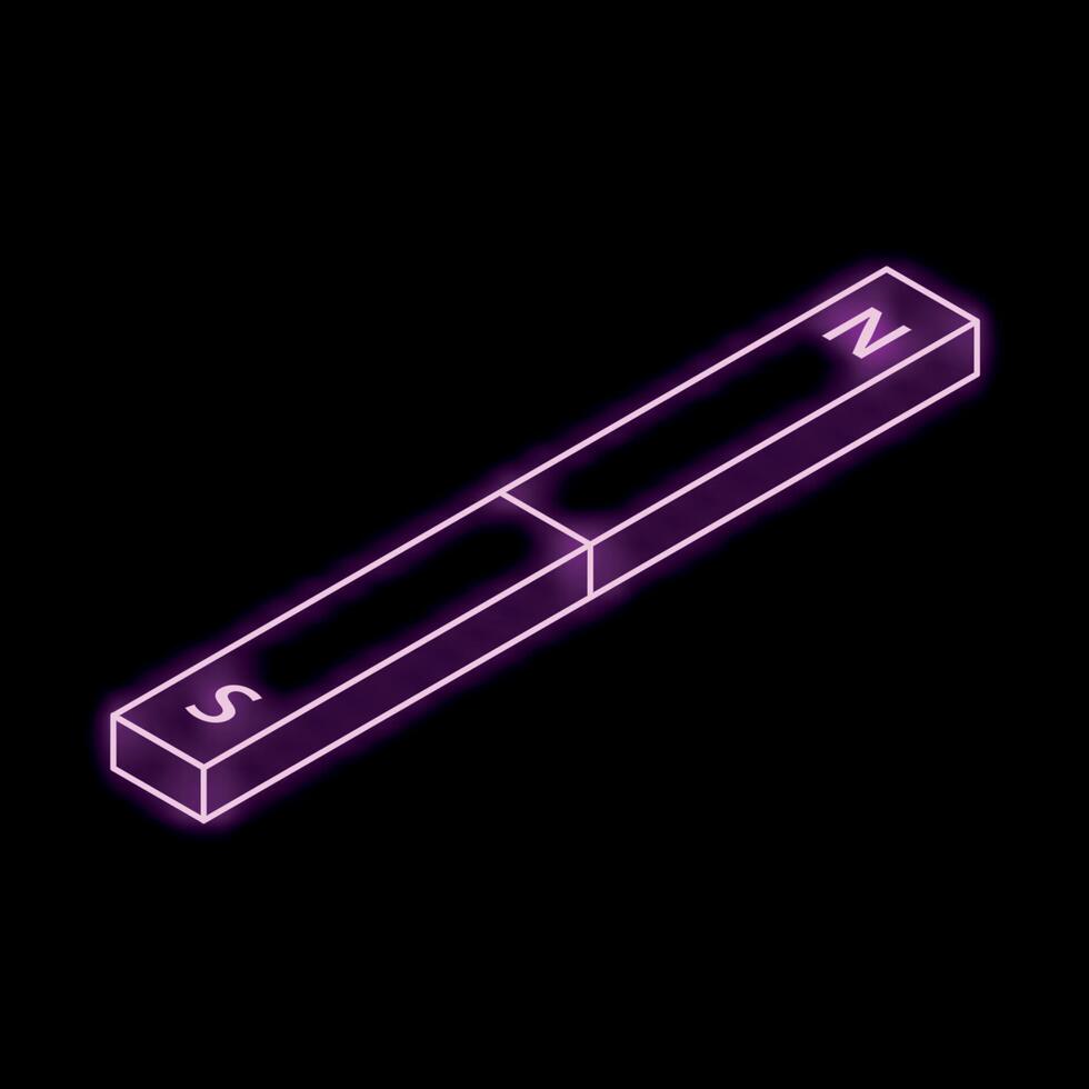 Glowing neon magnet floating on black background vector