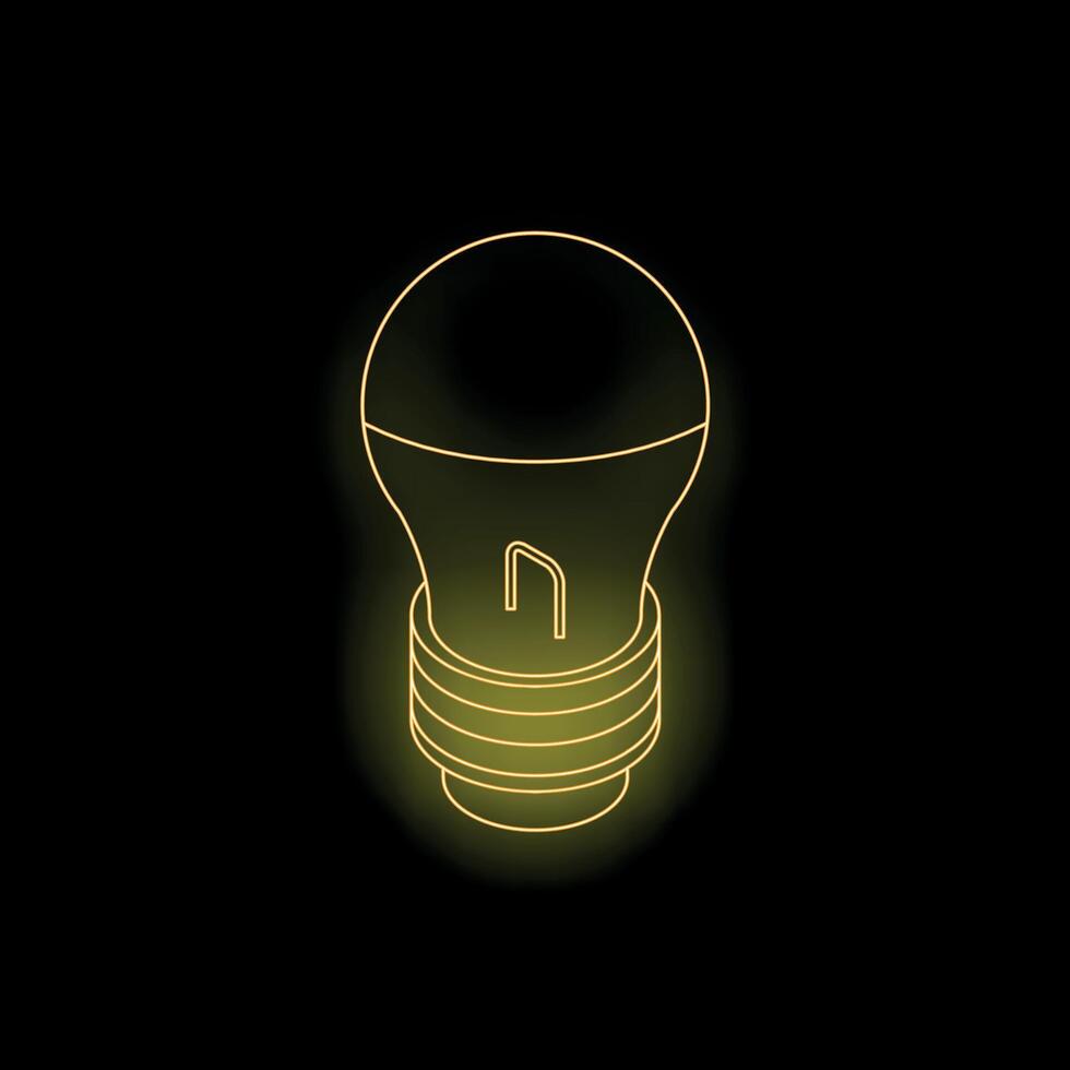 Neon lightbulb shining on black background vector