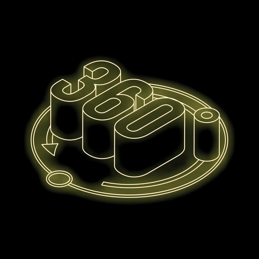 3d yellow neon sign on a black background vector
