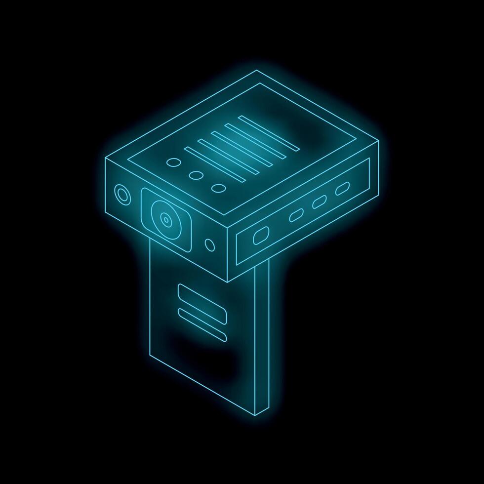 Neon scanner glowing on black background vector