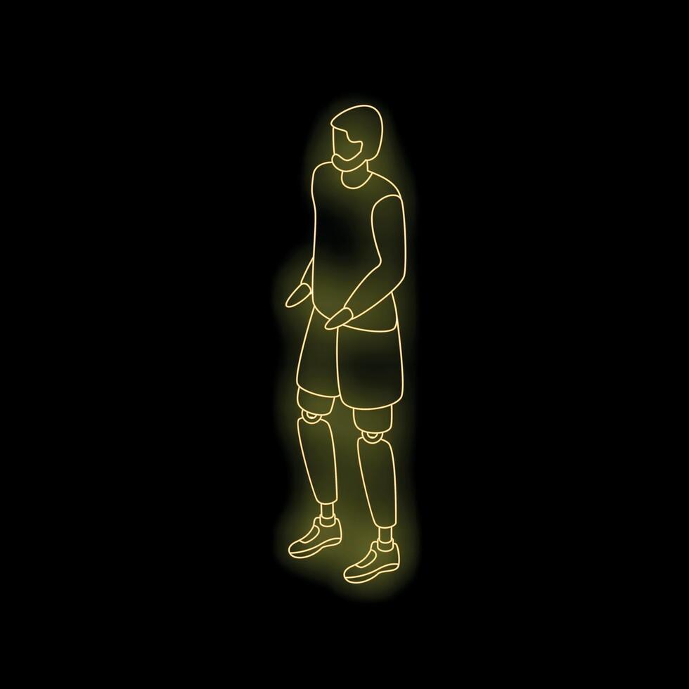 Neon sign of man with prosthetic legs standing vector