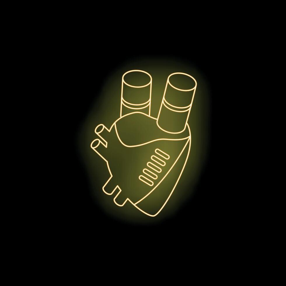 Neon style illustration of an anatomical heart with arteries vector
