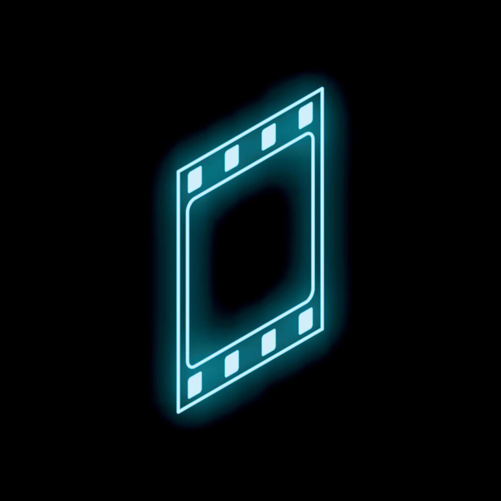Neon blue film strip glowing on black background vector