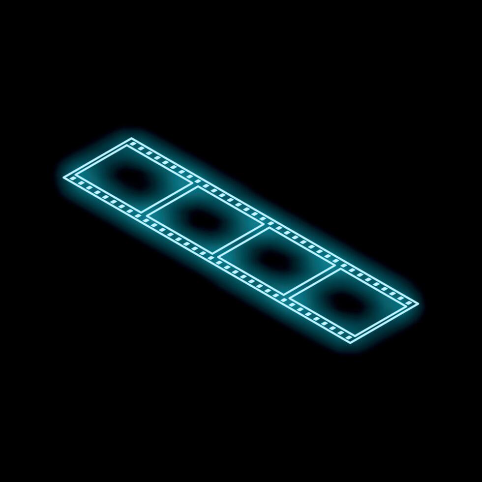Neon blue film strip shining on black background vector
