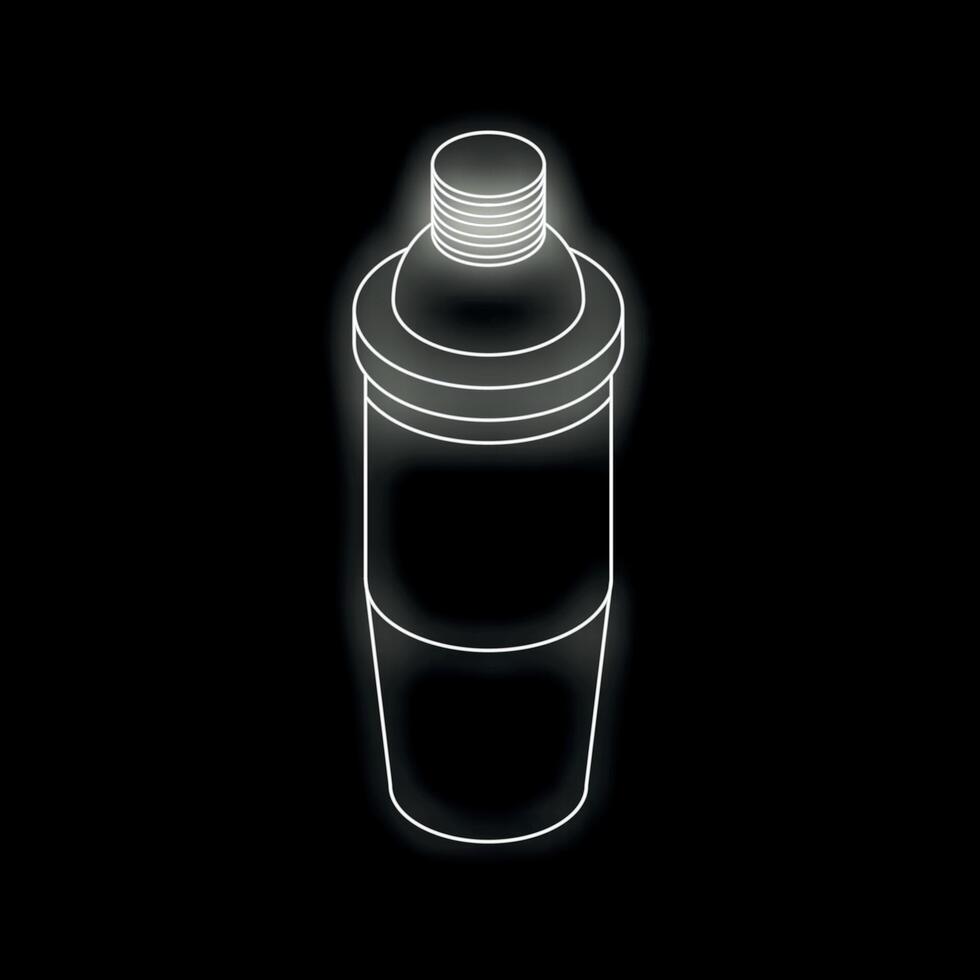 Cocktail shaker glowing on black background party concept vector