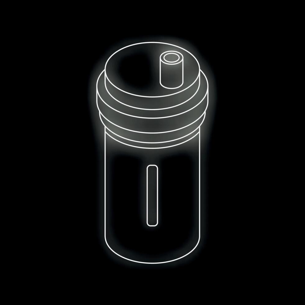 Neon water filter cartridge replacing icon showing water purification system vector