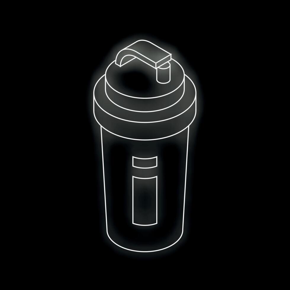 White neon glowing shaker cup on dark background vector