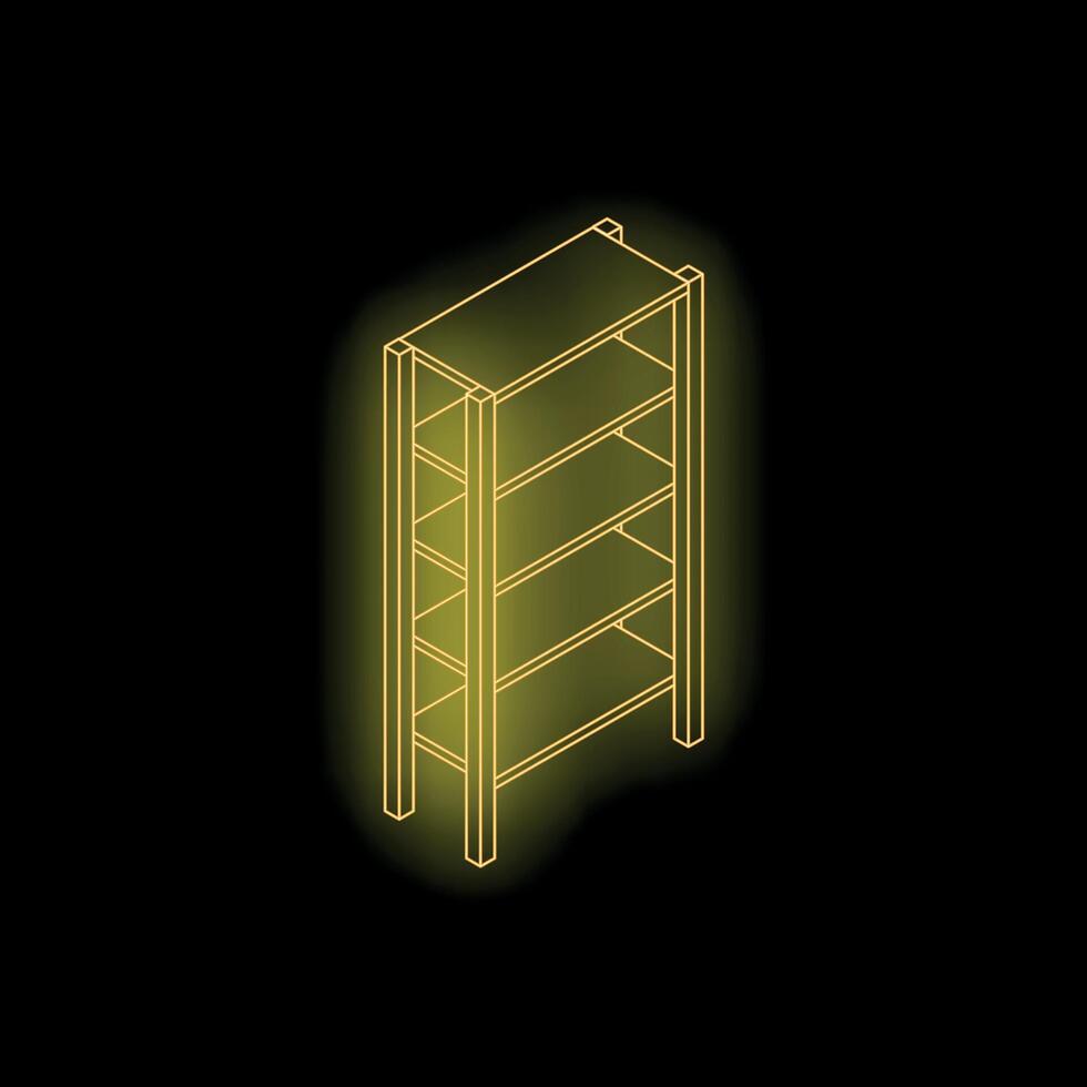 Yellow neon shelf shining on black background vector