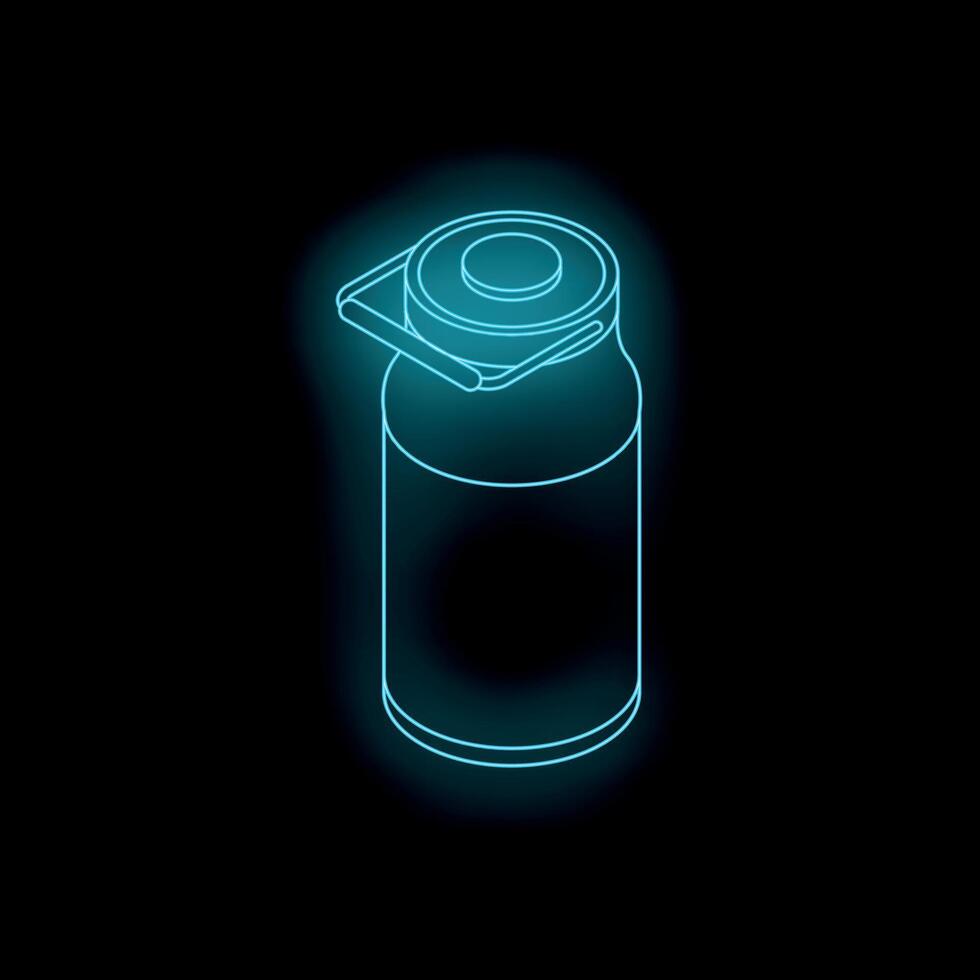 Neon milk can glowing on black background vector