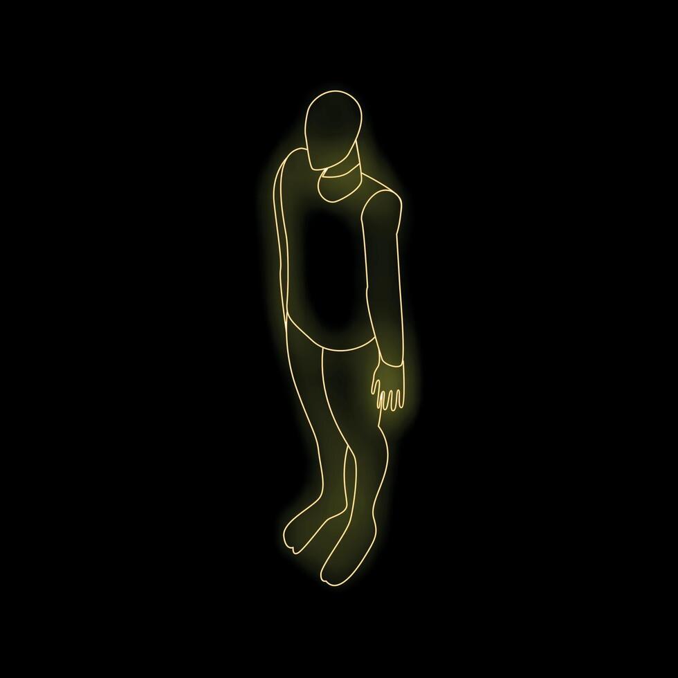 Neon sign of a scuba diver in wetsuit on black background vector