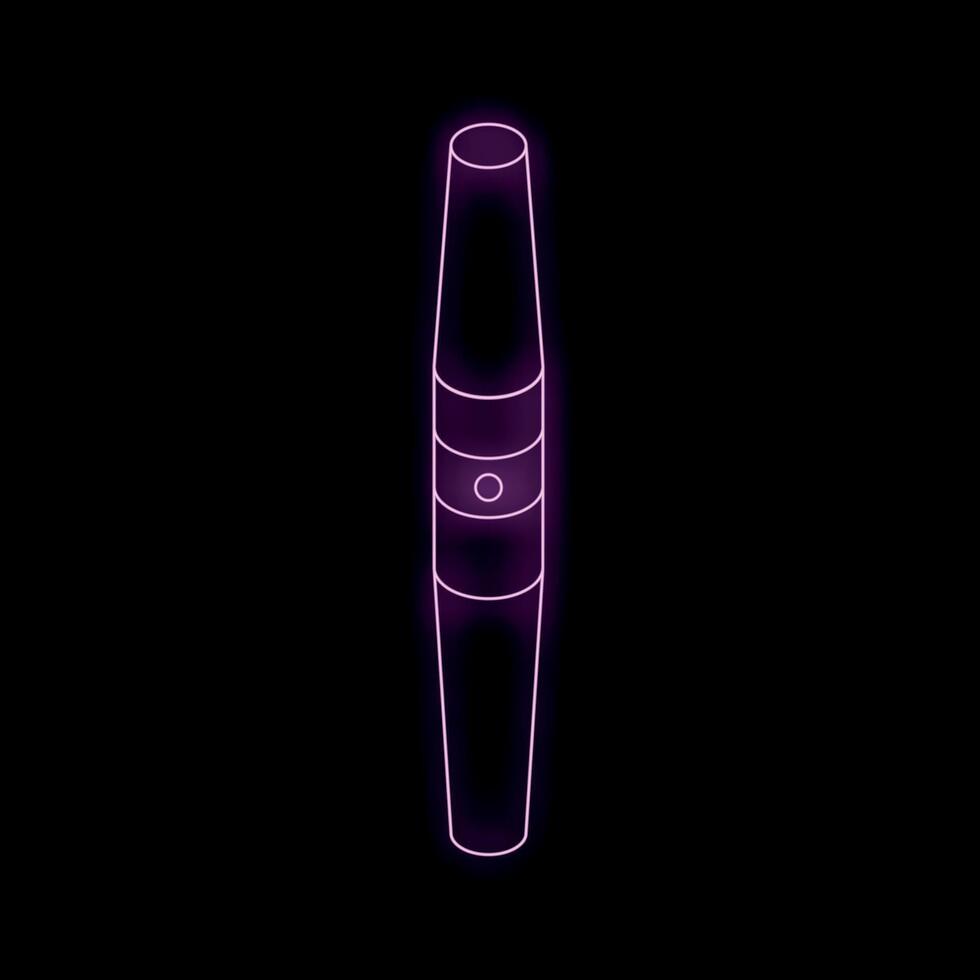 Pink neon icon of modern electronic cigarette on black background vector