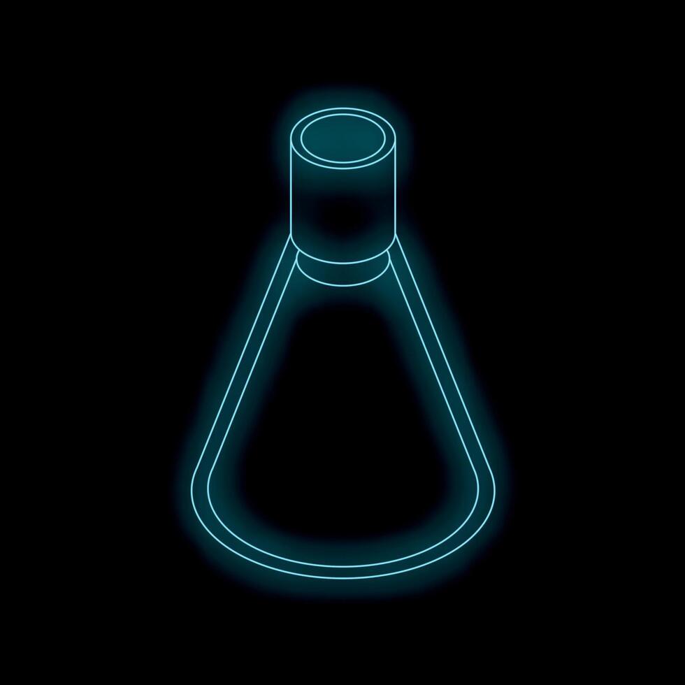 Neon icon of chemical flask glowing on black background vector