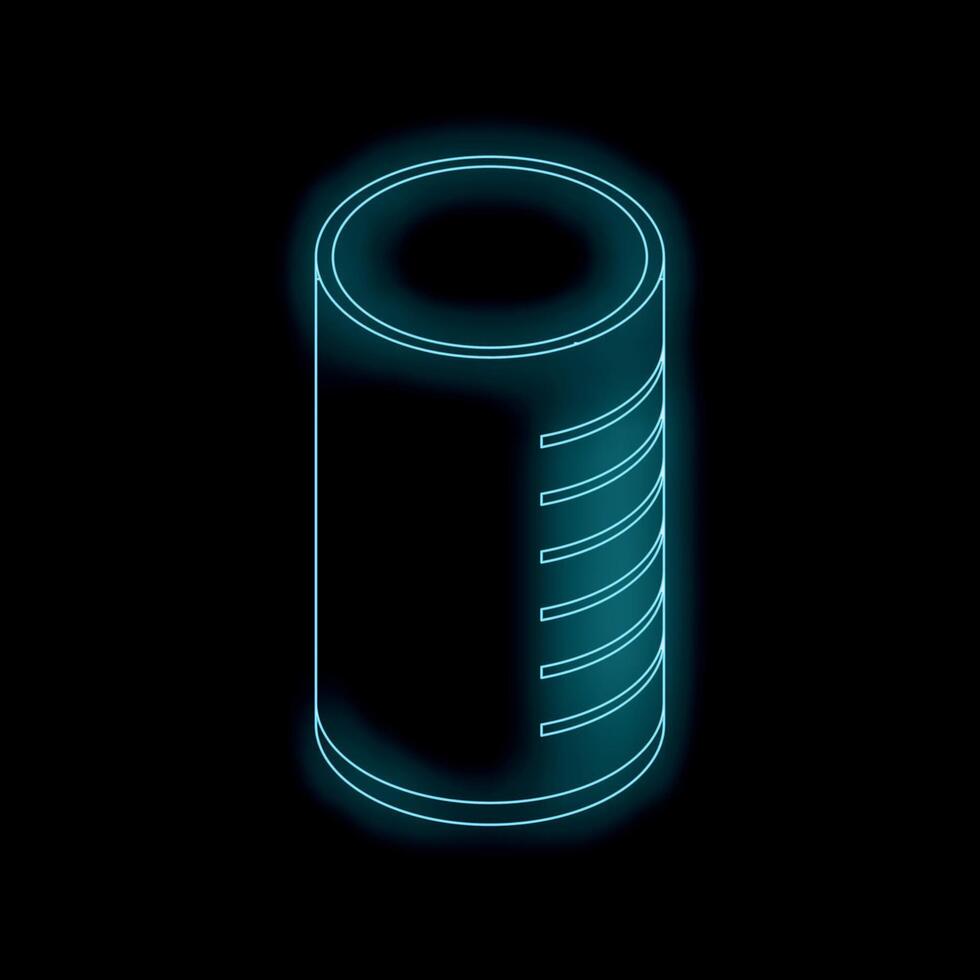 Neon blue smart speaker glowing on black background vector