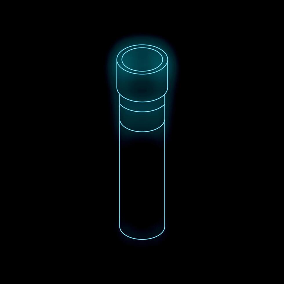 Neon test tube glowing on black background vector