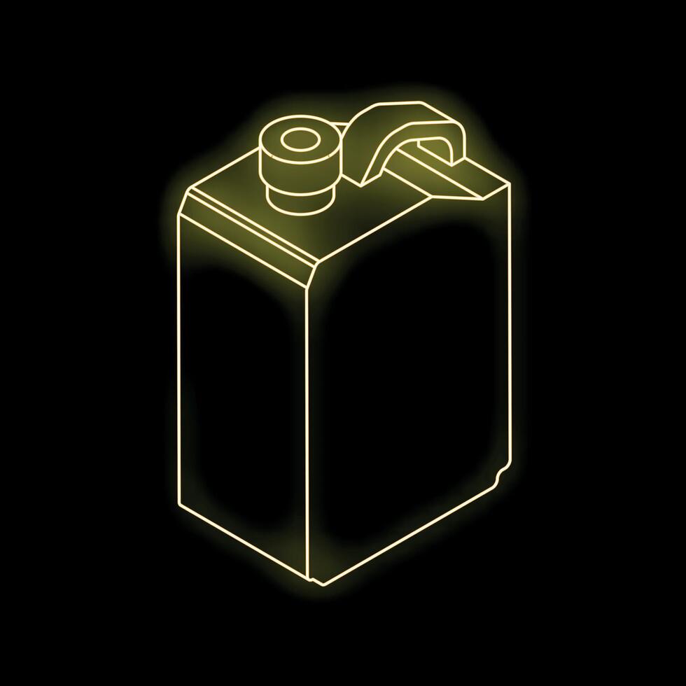 Yellow neon container shining in the dark background vector