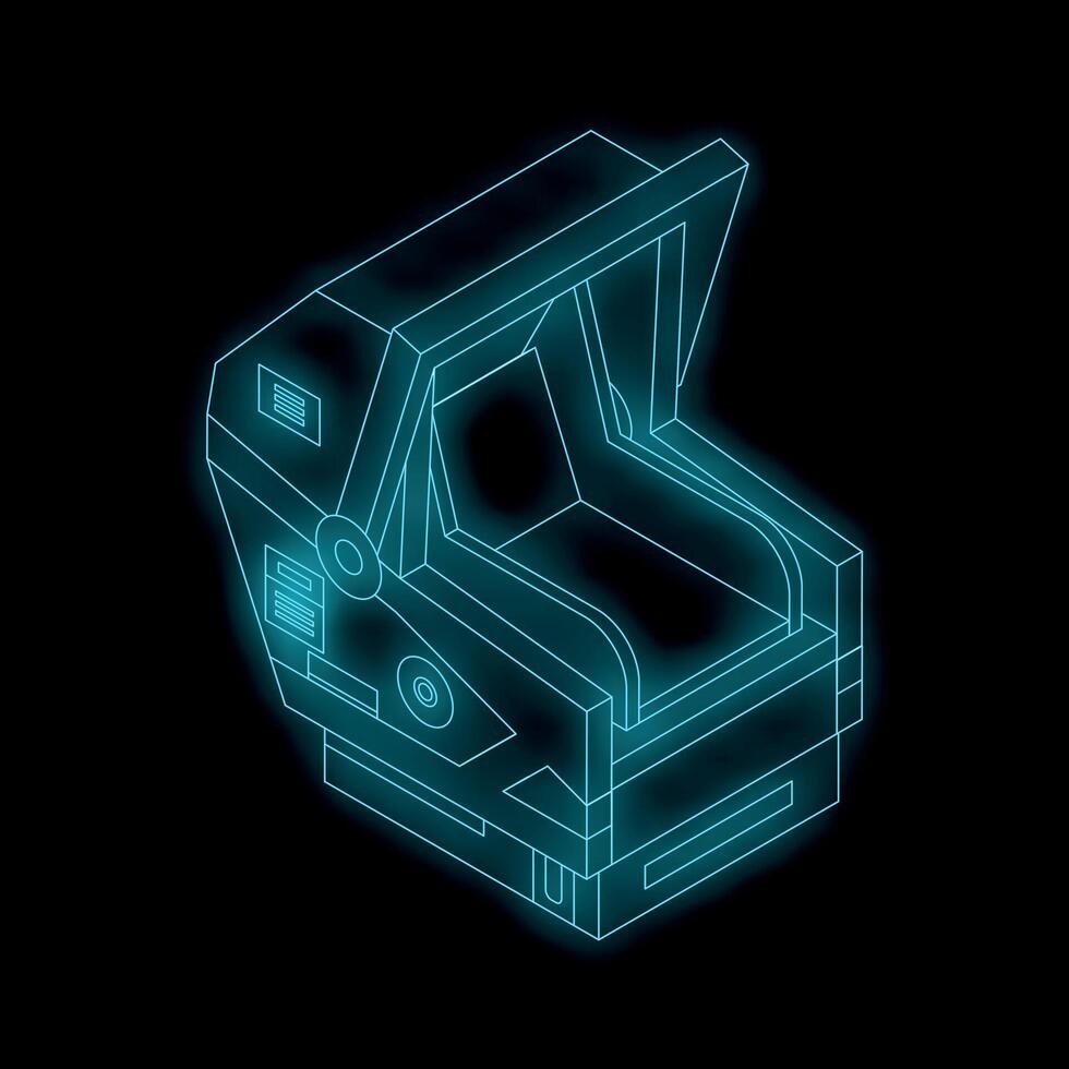 Futuristic mining excavator working in open pit mine at night vector