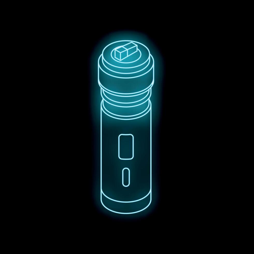 Neon icon of electronic cigarette or vape pen glowing on black background vector