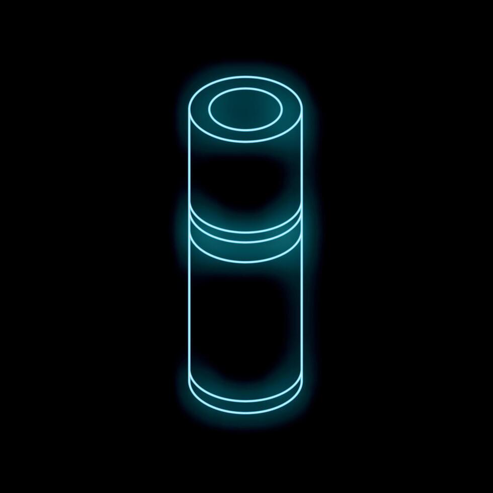 Neon blue cosmetic container glowing on black background vector