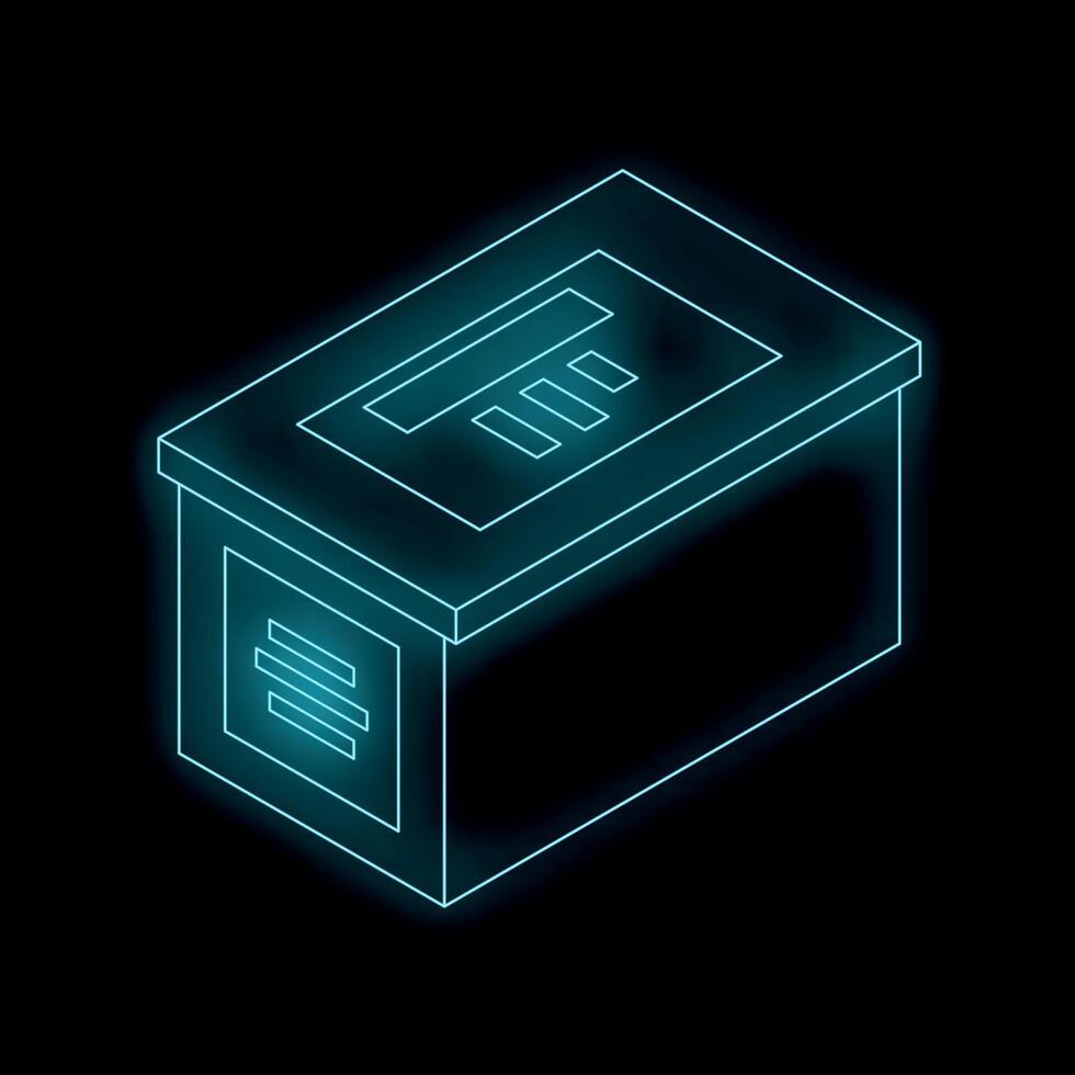 Glowing neon voting booth casting ballot democracy election politics symbol icon vector