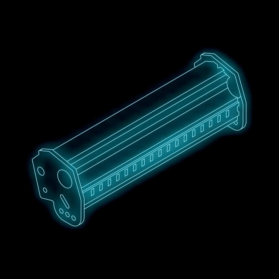 Neon magazine for assault rifle glowing on black background vector