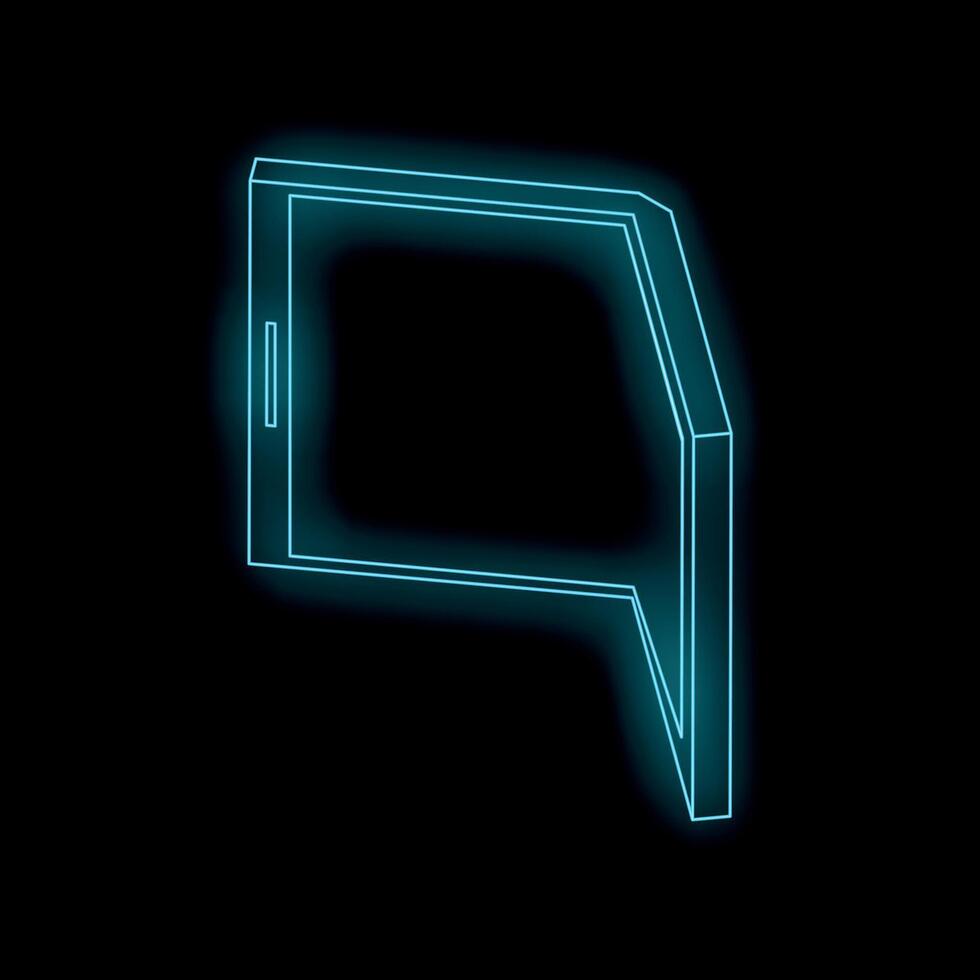 Neon smartphone glowing against black background vector