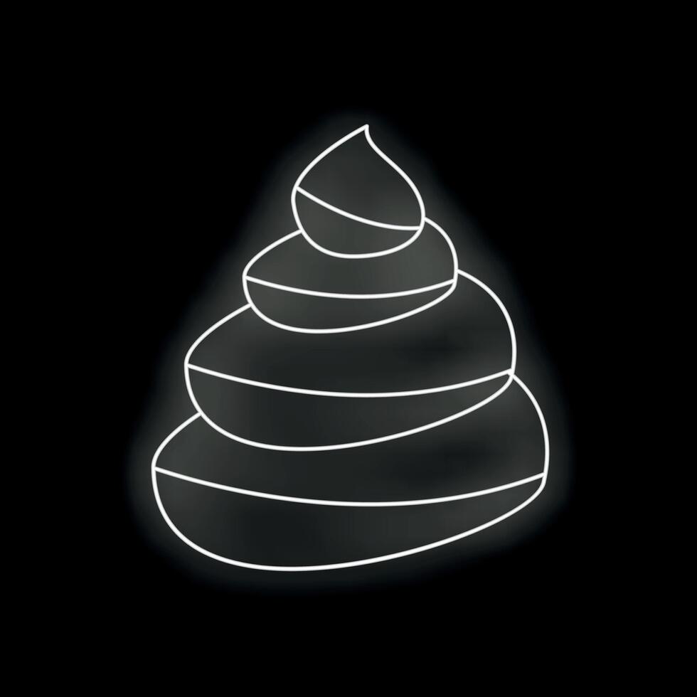 Neon style whimsical illustration of a swirled dessert treat on black background vector