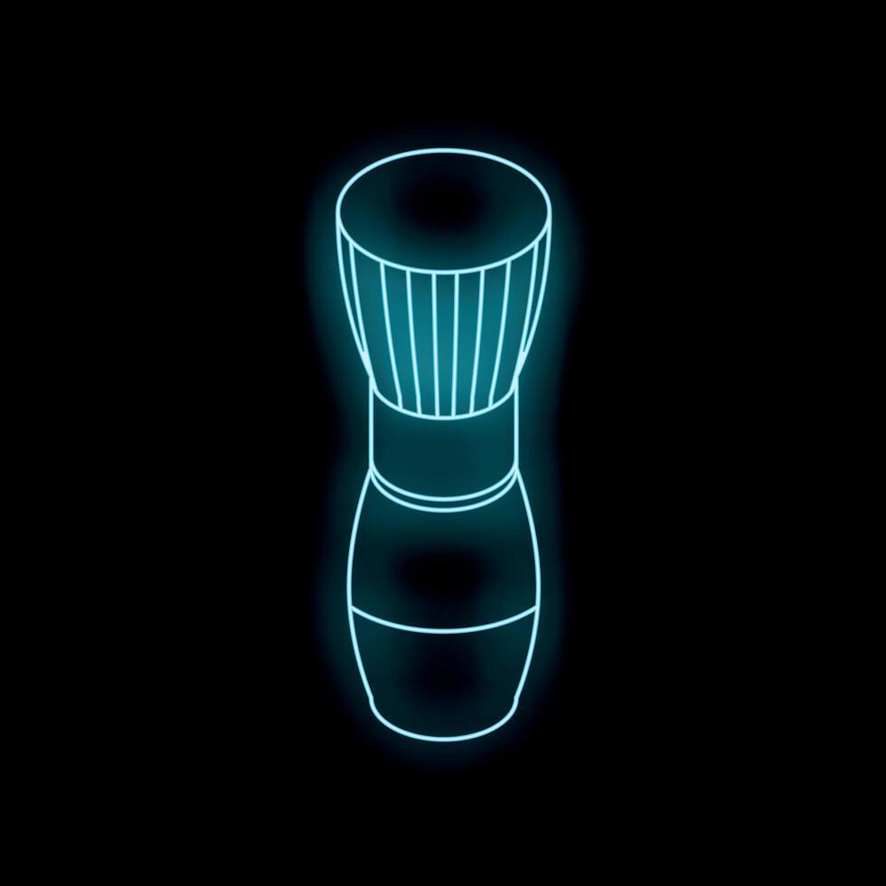 Neon shaving brush glowing on dark background vector