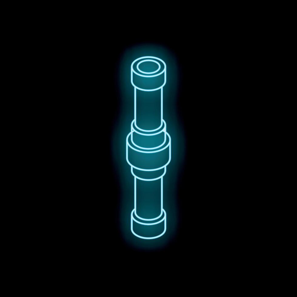Glowing neon icon of pipe connecting on black background vector